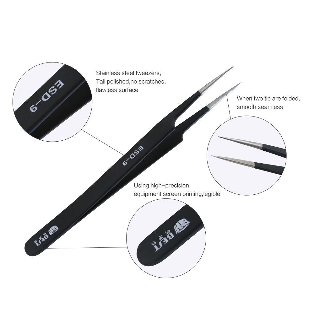 BST-ESD-9 Anti-Static Tweezers - Eyelash Extension In Chinese ulasan dan harga