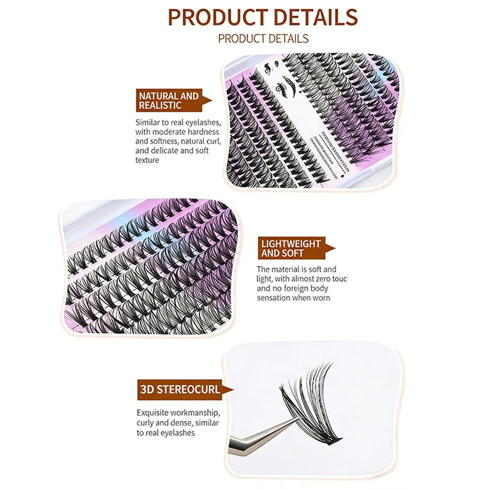 Natural Look False Eyelashes B - Eyelash Extension Cluster ulasan dan harga